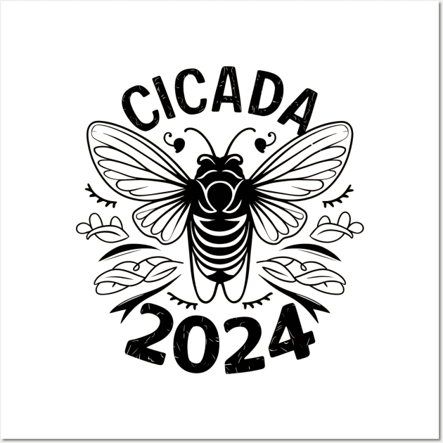"Cicada 2024" Phenomenon,Simple design, white color,T-Shirt Wall Art by AIEvolution